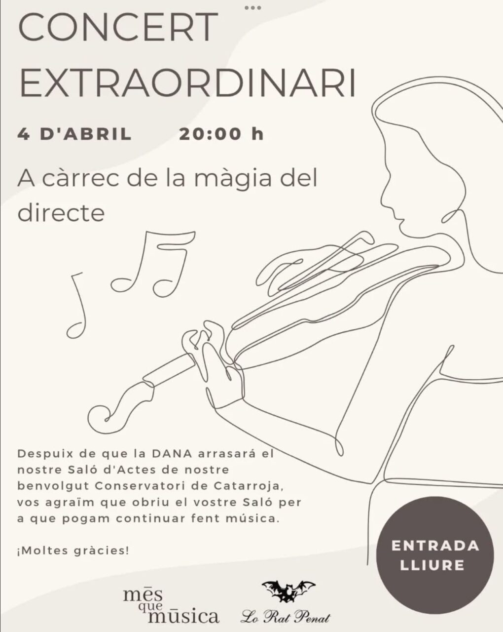 Concert extraordinari a càrrec d’alumnes del conservatori de Catarroja