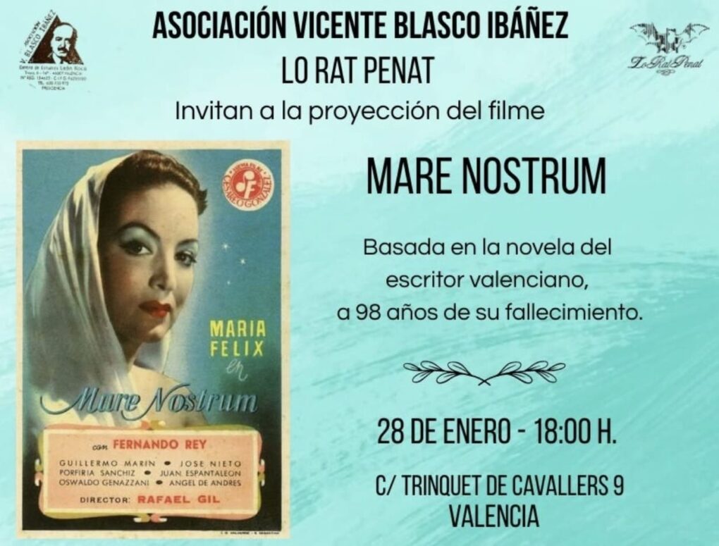 Cartell anunci proyecció de la película “Mare Nostrum”