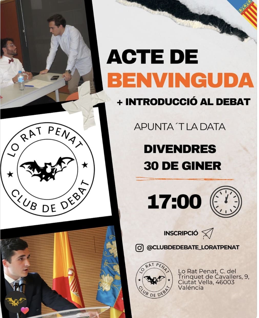 Cartell anunci de l’acte de presentació del Club de Debat de Lo Rat Penat